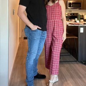 Madewell Red Plaid Jumpsuit